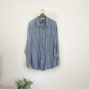 [Tommy Bahama] Men's Blue 100% Linen Button Down Long Sleeve Shirt